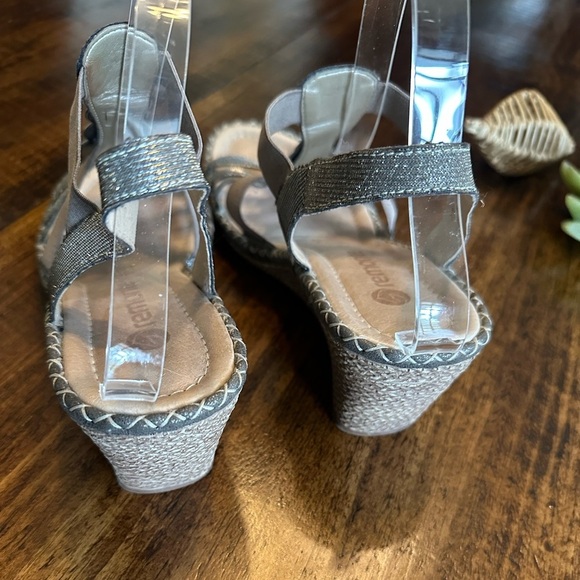 Remonte | Silver Open Toe Summer Sling Back Wedge Sandals, Size 10 - Picture 6 of 10